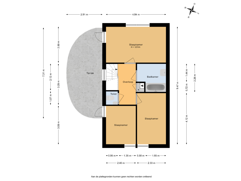 View floorplan of 3e verdieping of Korte Vleerstraat 14