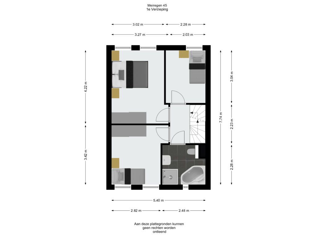 View floorplan of 1e Verdieping of Meiregen 45