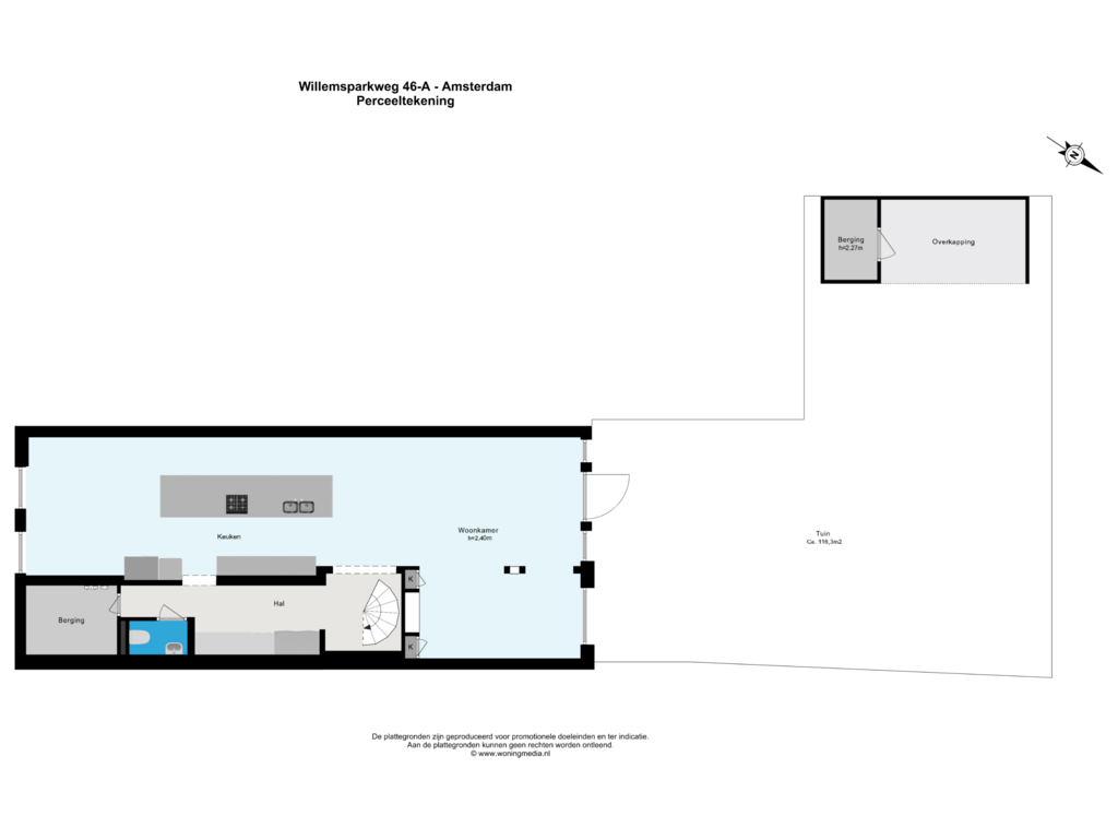 Bekijk plattegrond van Perceeltekening van Willemsparkweg 46-A