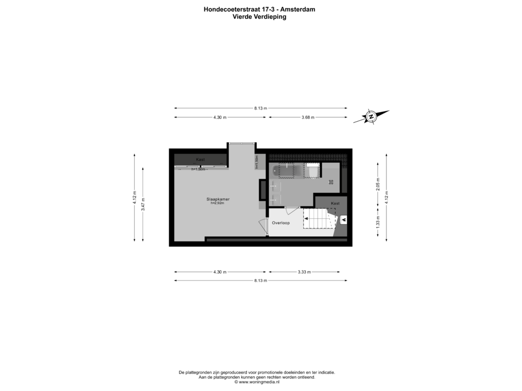 View floorplan of 4e_verd of Hondecoeterstraat 17-3