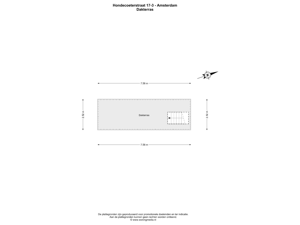 View floorplan of Dakterras of Hondecoeterstraat 17-3