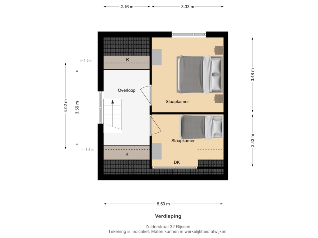 Bekijk plattegrond van Verdieping van Zuiderstraat 32