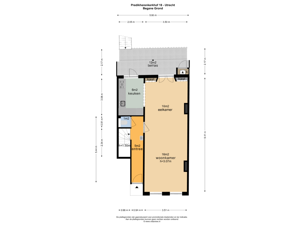 Bekijk plattegrond van BEGANE GROND van Predikherenkerkhof 18