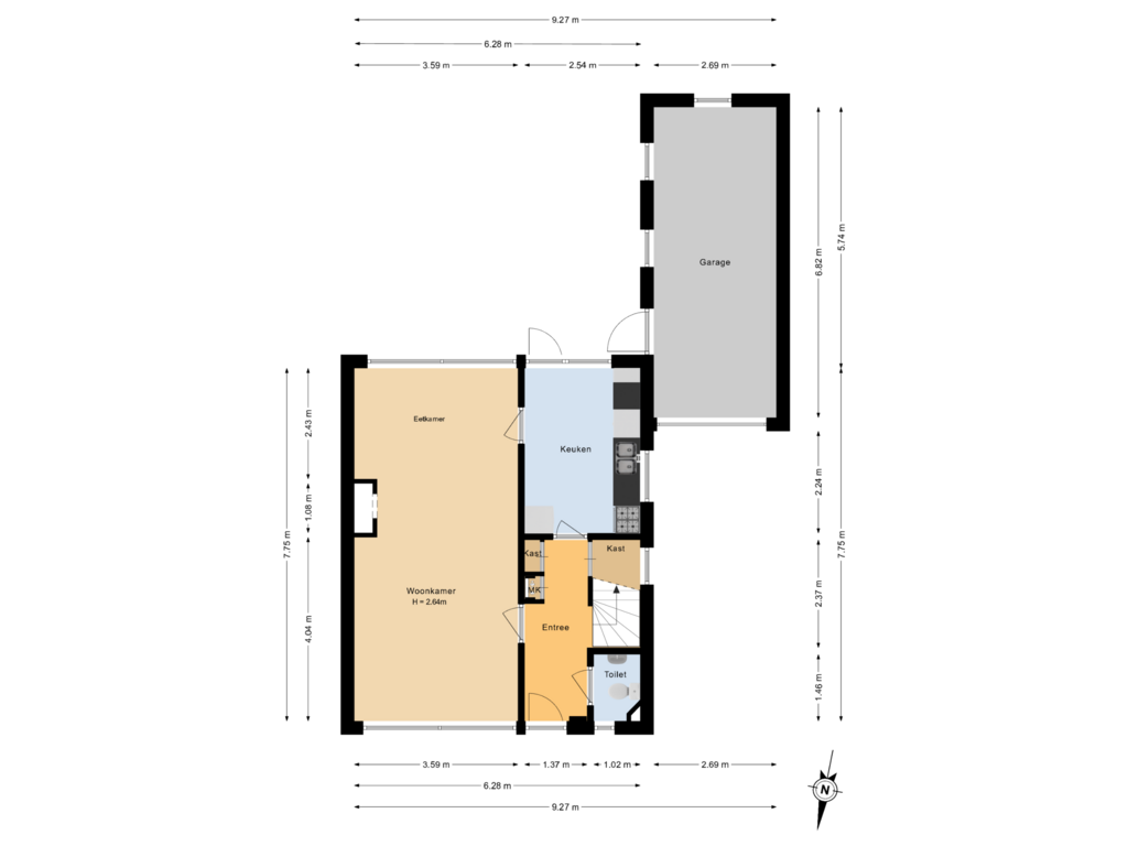 Bekijk plattegrond van Begane grond van Korenbloemstraat 32