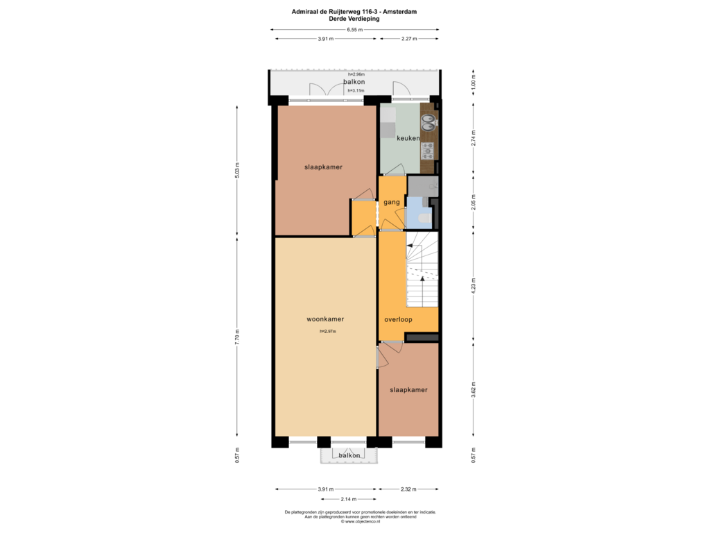 Bekijk plattegrond van Derde Verdieping van Admiraal De Ruijterweg 116-3