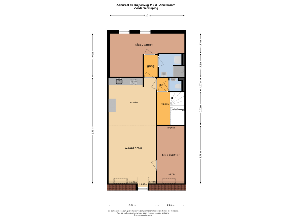 Bekijk plattegrond van Vierde Verdieping van Admiraal De Ruijterweg 116-3