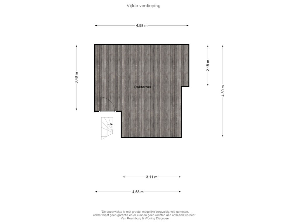 View floorplan of Vijfde verdieping of Nicolaas Maesstraat 71-2