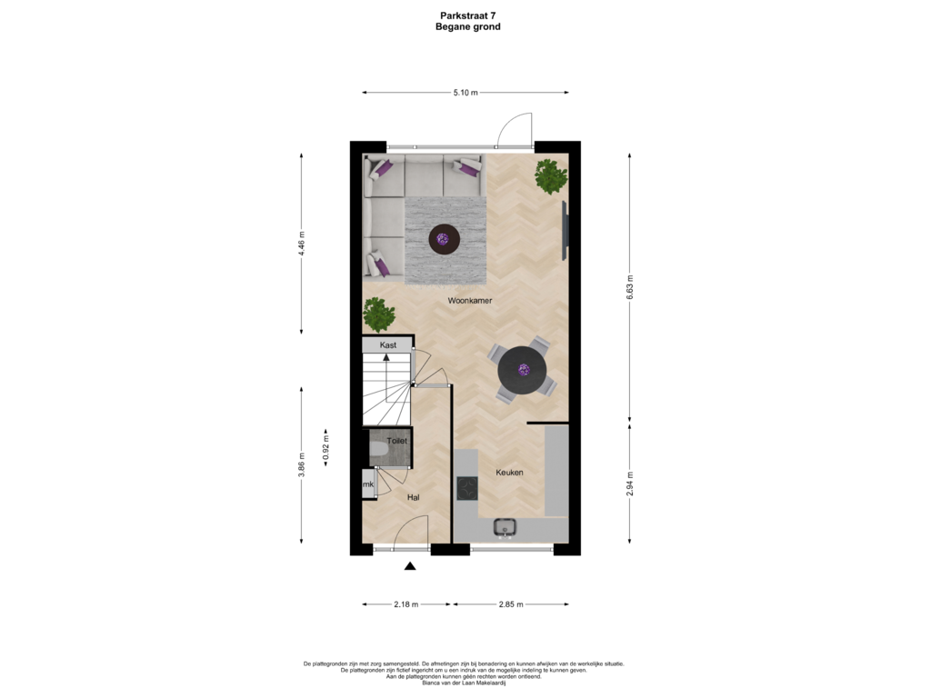 Bekijk plattegrond van Begane grond van Parkstraat 7