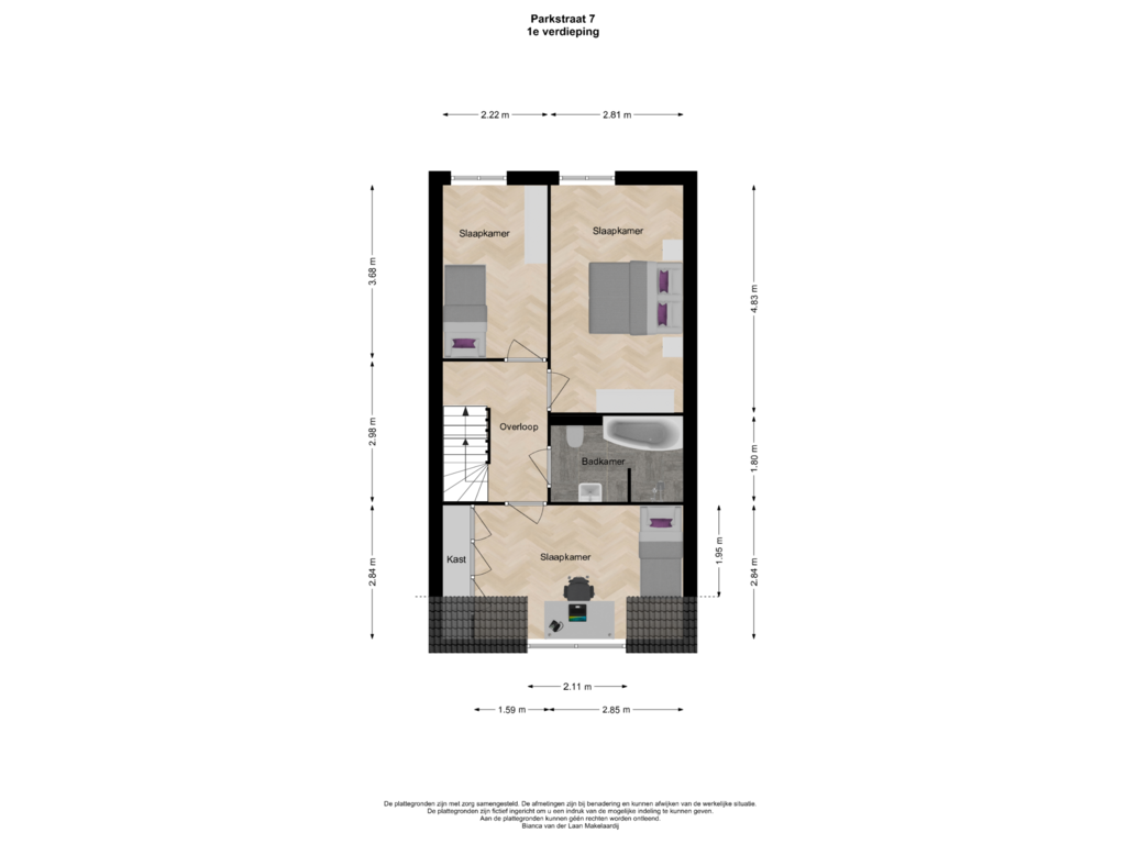 Bekijk plattegrond van 1e verdieping van Parkstraat 7