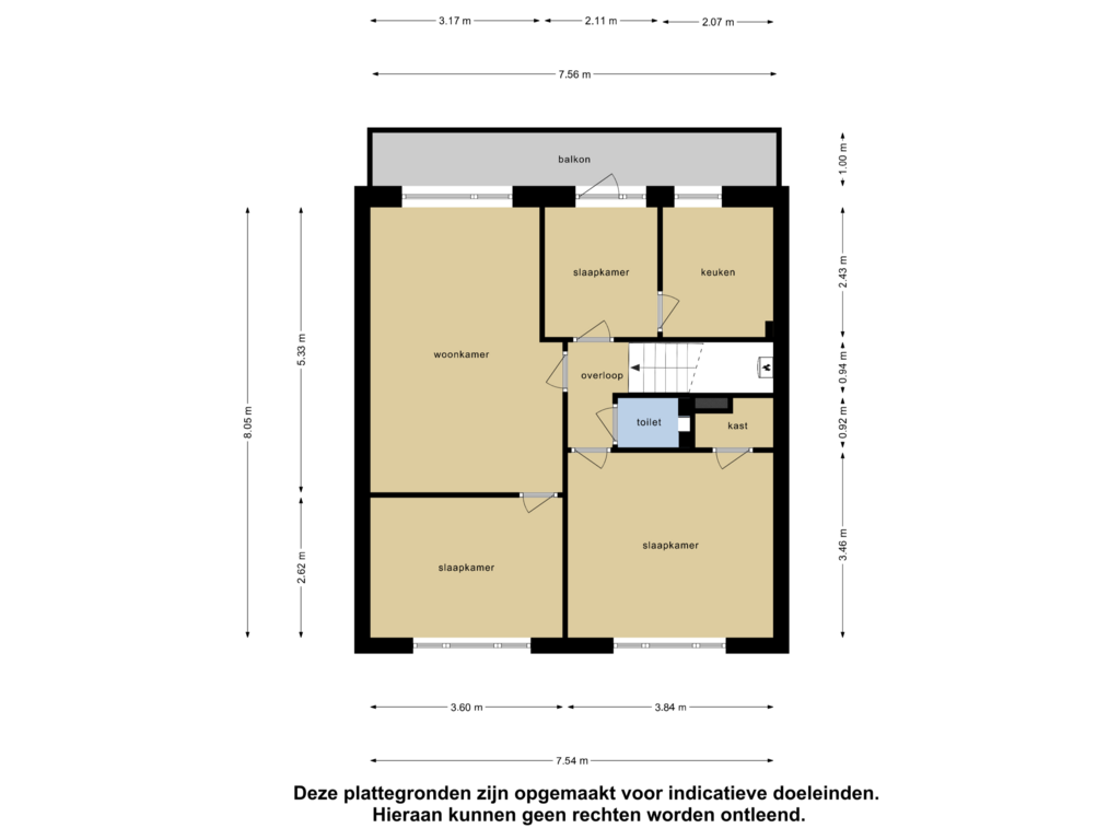 Bekijk plattegrond van Eerste Verdieping van Wouwermanstraat 69