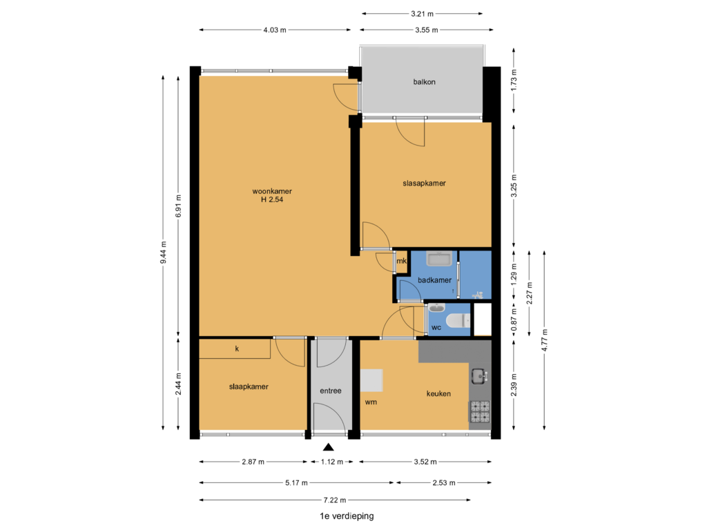 Bekijk plattegrond van 1e verdieping van Starrenburglaan 71