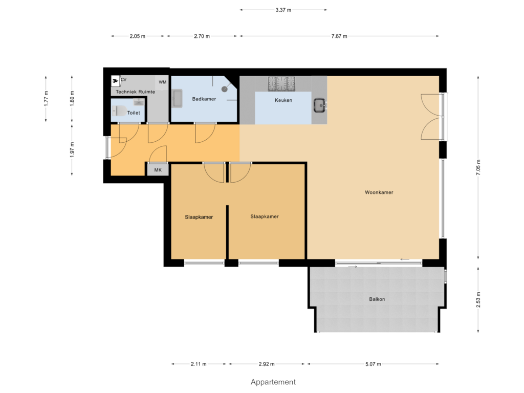 Bekijk plattegrond van Appartement van Boutlaan 32