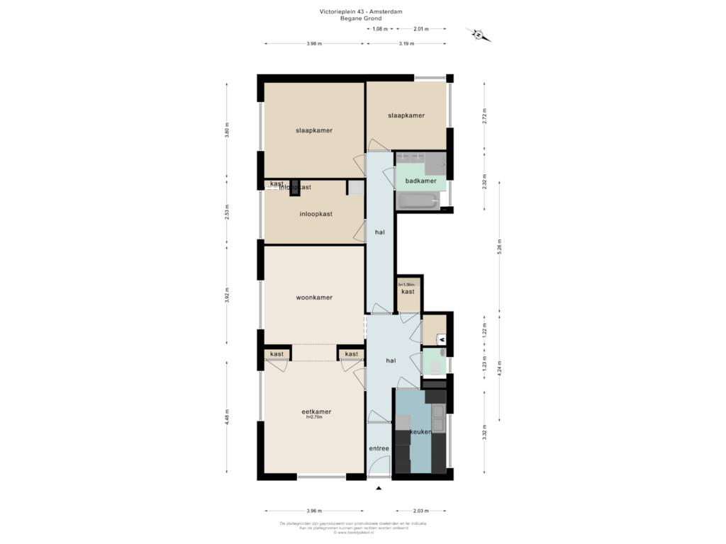 Bekijk plattegrond van BEGANE GROND van Victorieplein 43