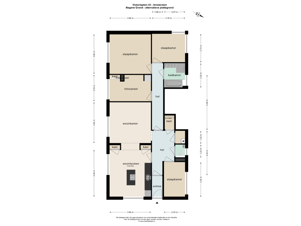 Bekijk plattegrond van BEGANE GROND ALTERNATIEVE PLATTEGROND van Victorieplein 43