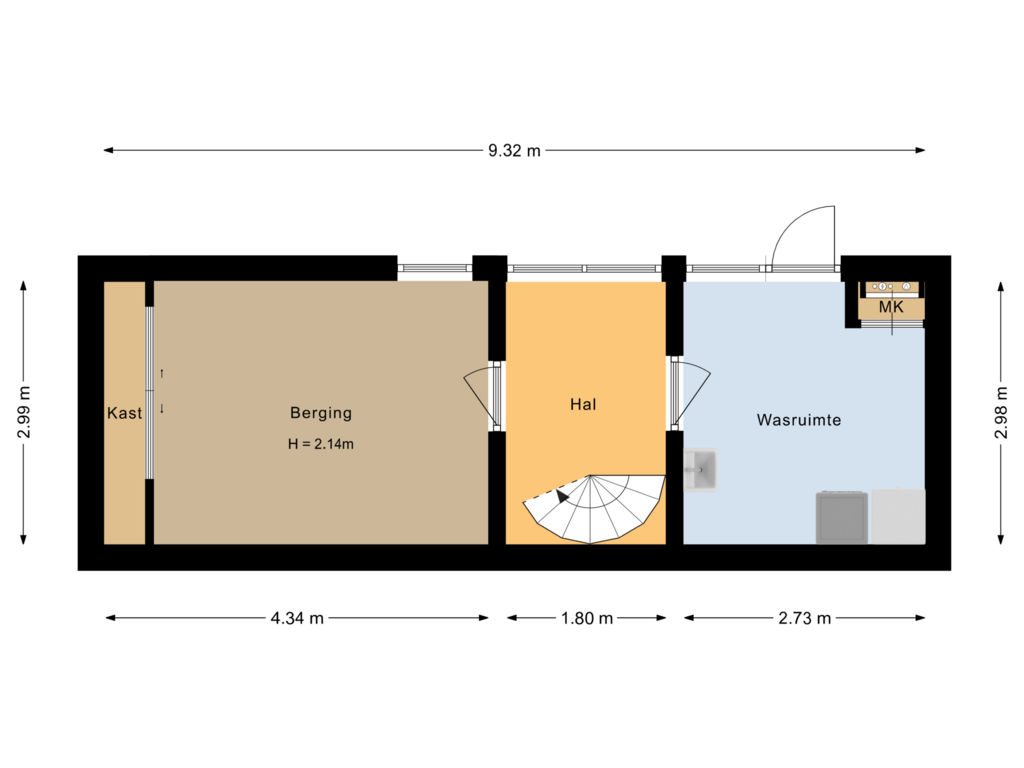 Bekijk plattegrond van Souterrain van Beethovenweg 26