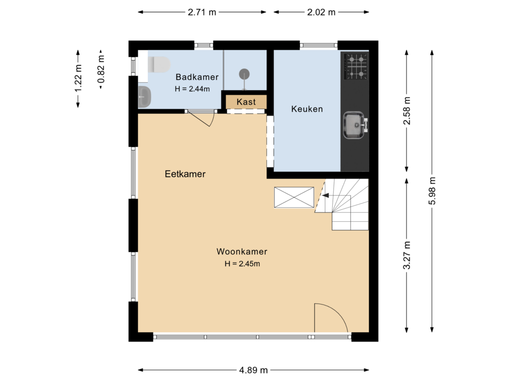 Bekijk plattegrond van Zomerhuis begane grond van Beethovenweg 26