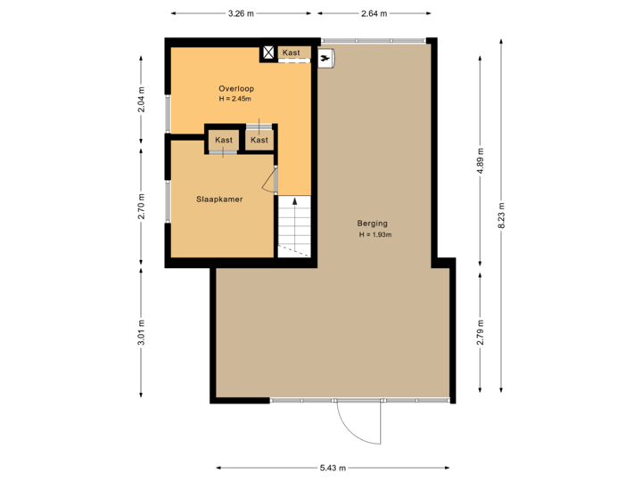 Zomerhuis 1e verdieping + berging