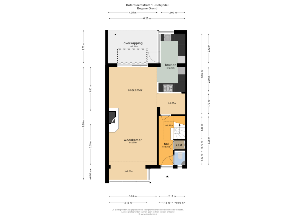 Bekijk plattegrond van BEGANE GROND van Boterbloemstraat 1