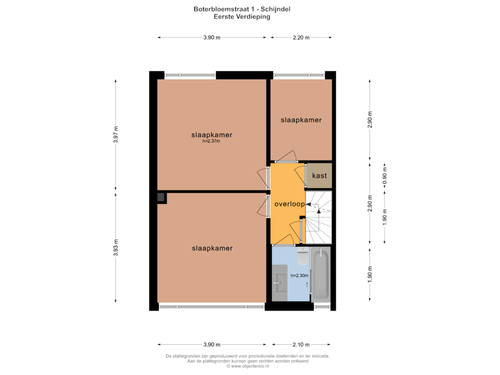 Bekijk plattegrond van EERSTE VERDIEPING van Boterbloemstraat 1