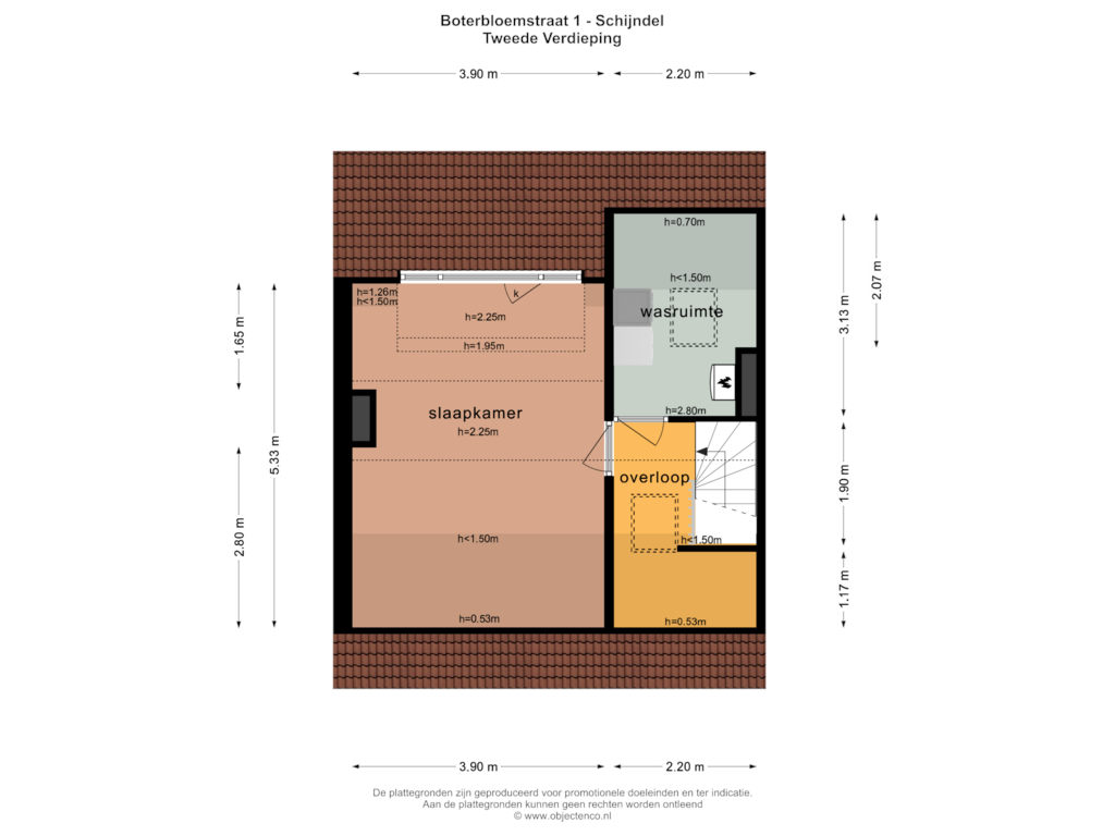 Bekijk plattegrond van TWEEDE VERDIEPING van Boterbloemstraat 1