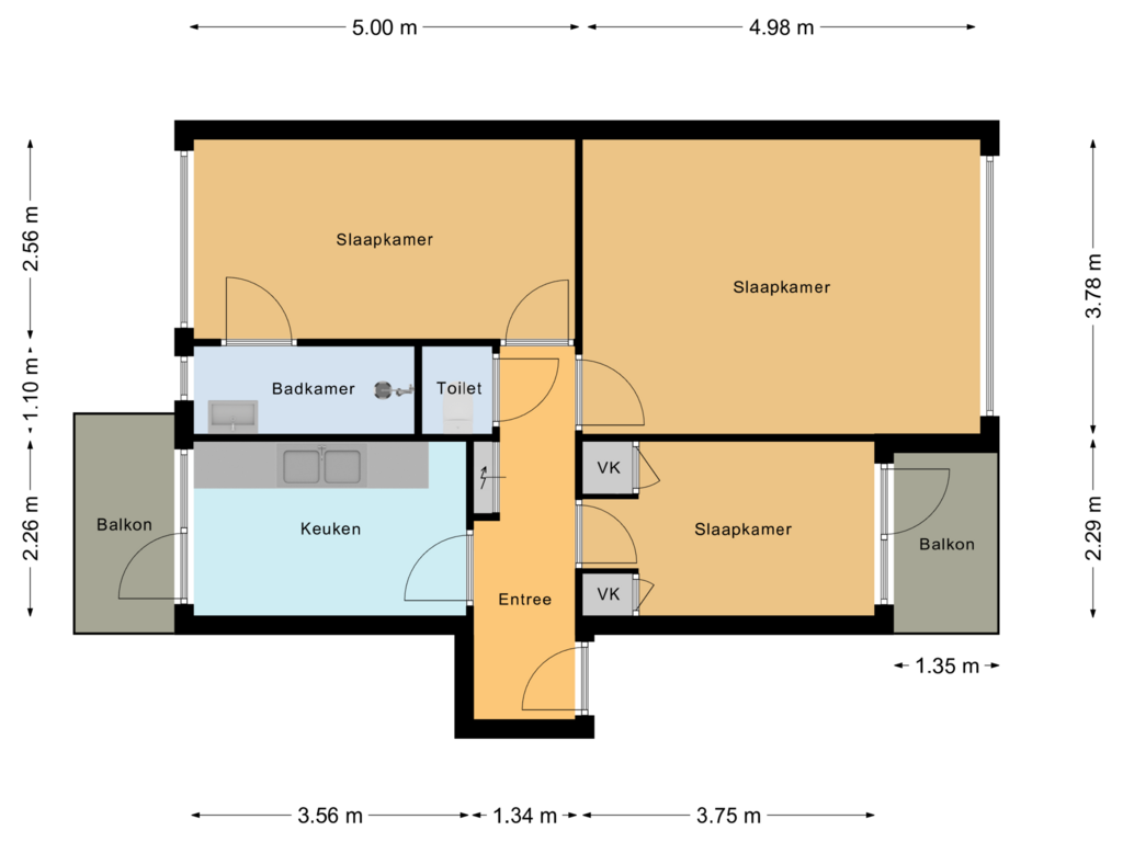 View floorplan of Begane grond of Willem van Alcmadestraat 7