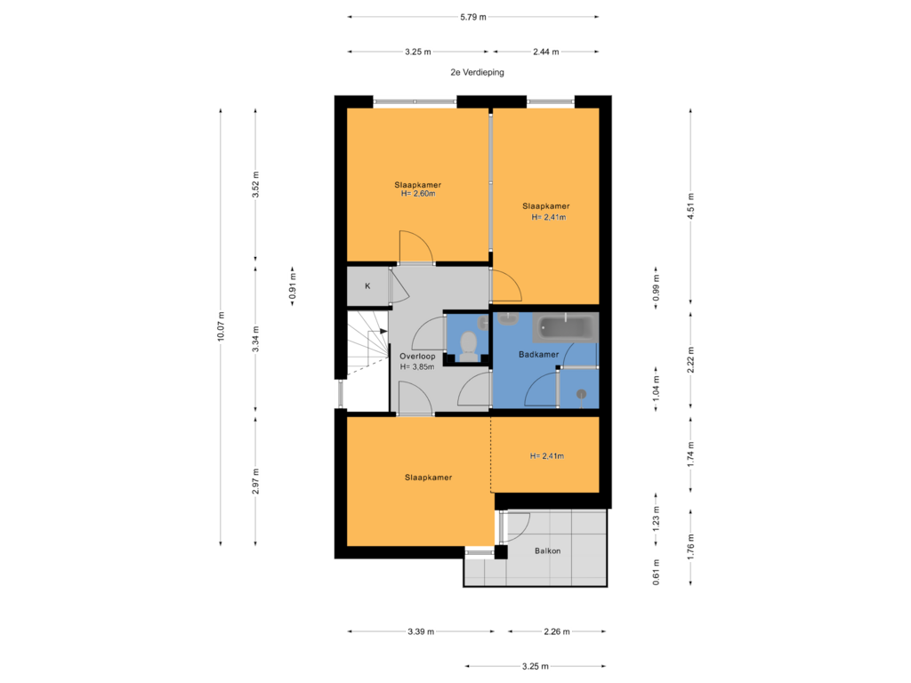 Bekijk plattegrond van 2e Verdieping van Louise de Colignystraat 34