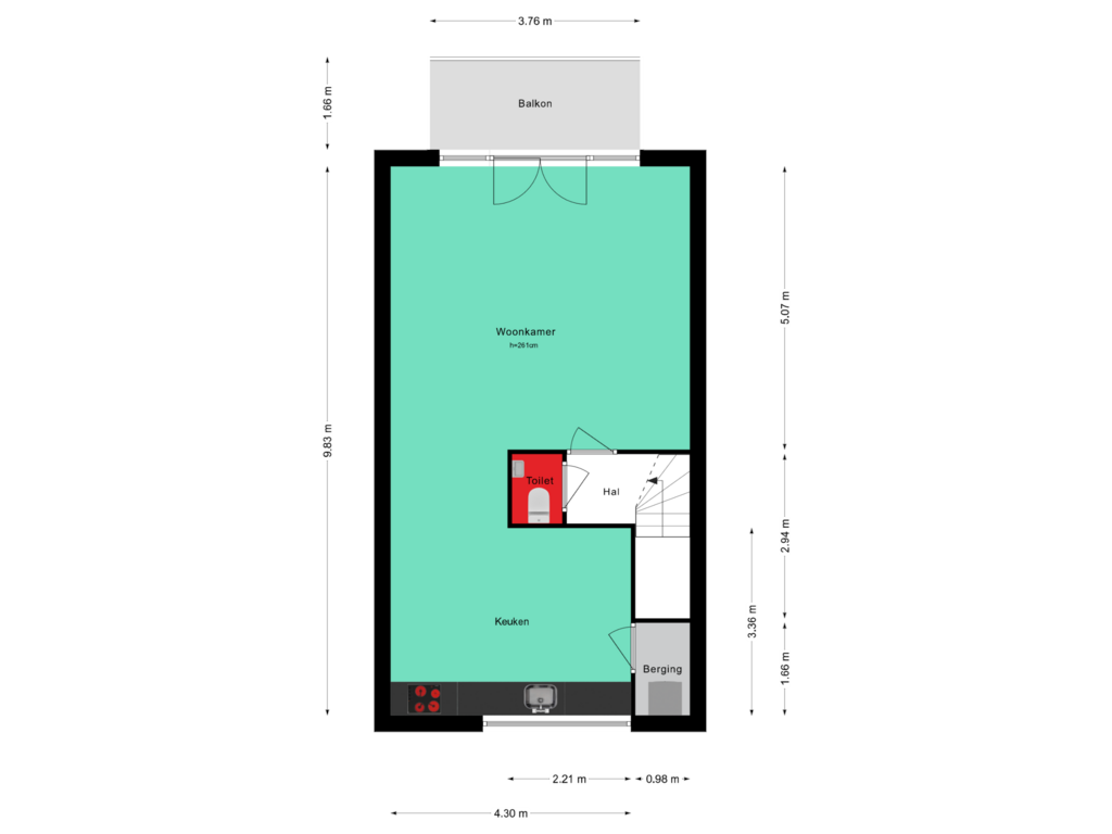 View floorplan of 1e Verdieping of Potbeker 46