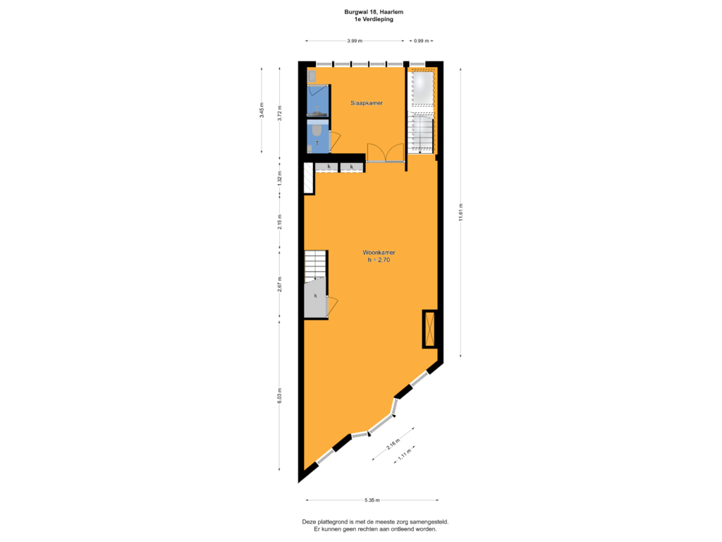 Bekijk plattegrond van 1e Verdieping van Burgwal 18