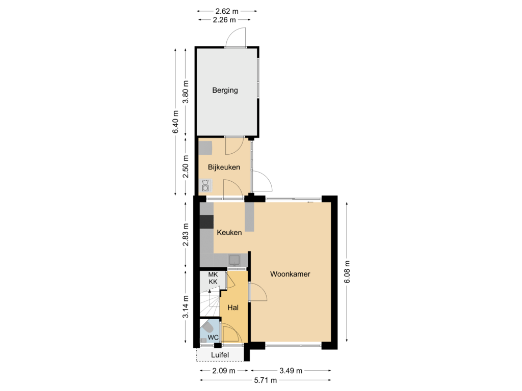 Bekijk plattegrond van Begane Grond van Larixstraat 38