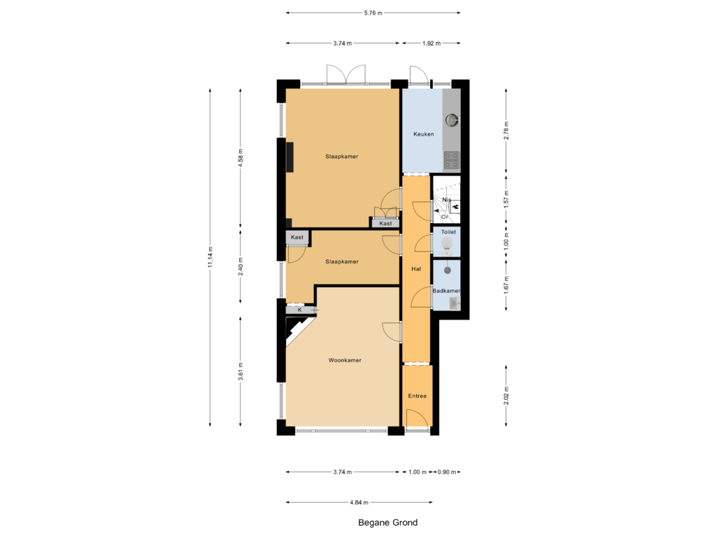 Bekijk plattegrond van Begane Grond van Kortekade 51-B