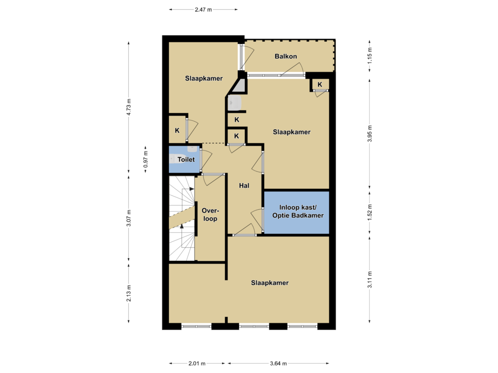 Bekijk plattegrond van 1e Verdieping van Van Eckstraat 5