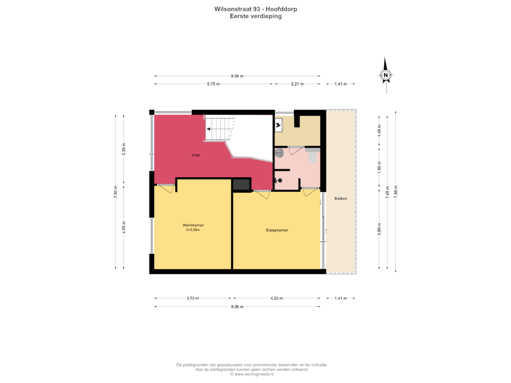 Bekijk plattegrond van Eerste verdieping van Wilsonstraat 93