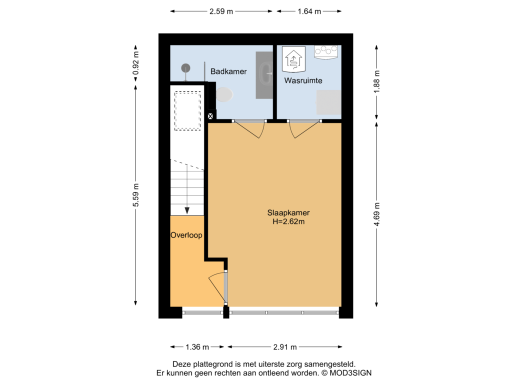 Bekijk plattegrond van Verdieping van Tempeliersstraat 27-F