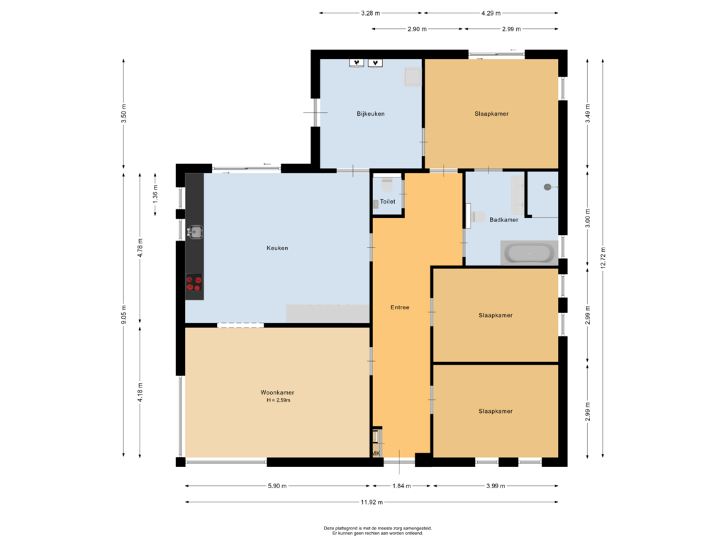 Bekijk plattegrond van Begane grond van Unikenkade 34-A