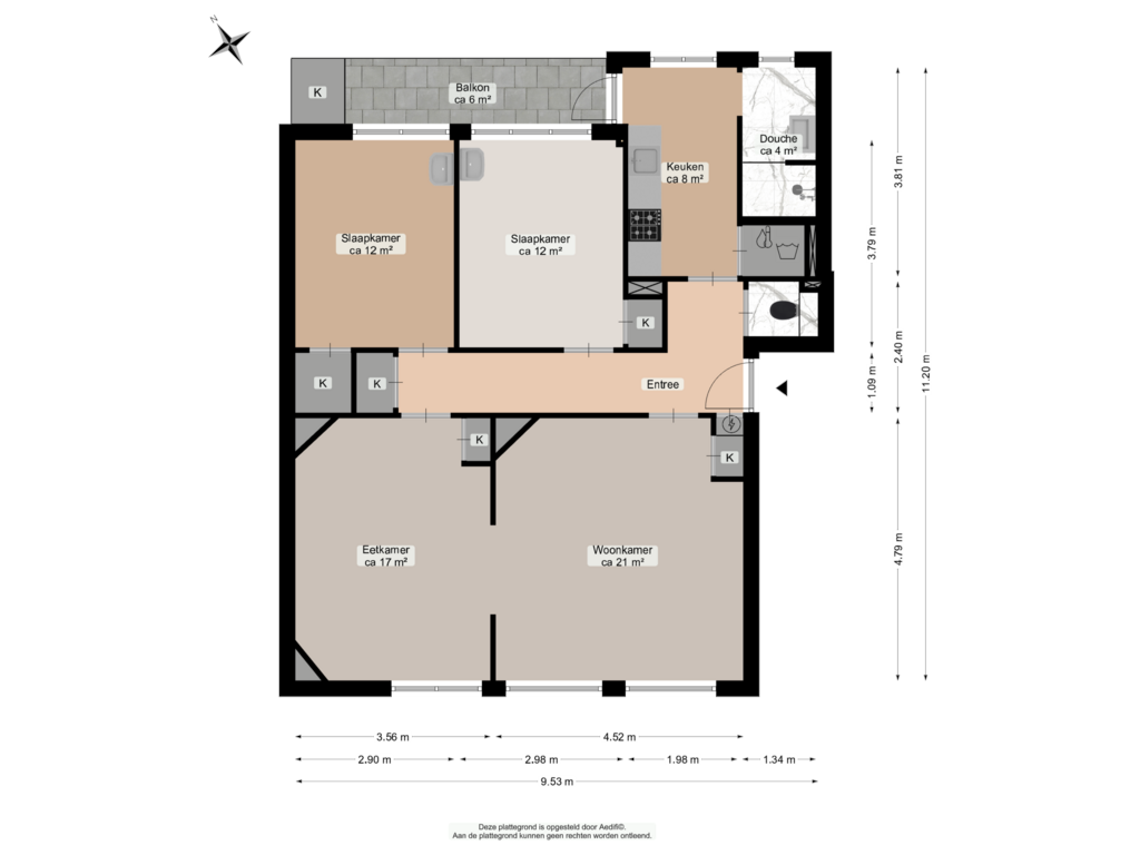 View floorplan of Eerste verdieping of Gorechtkade 121-A