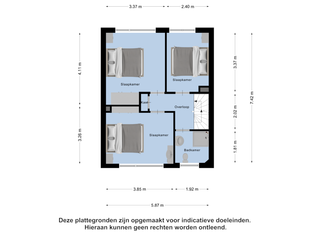 View floorplan of Ereste  Verdieping of J.P. Grootstraat 14