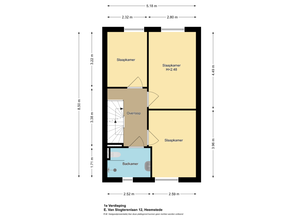 View floorplan of 1e Verdieping of E. van Slogterenlaan 12