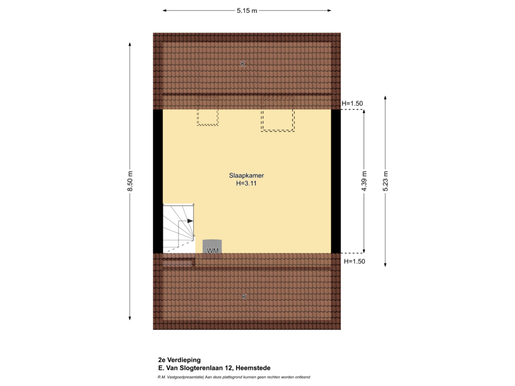 View floorplan of 2e Verdieping of E. van Slogterenlaan 12