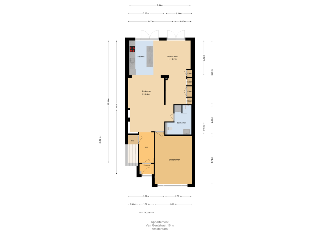 Bekijk plattegrond van Appartement van Van Gentstraat 16-H