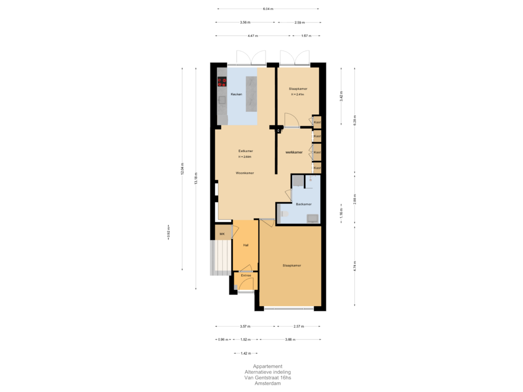 Bekijk plattegrond van Appartement - alternatieve indeling van Van Gentstraat 16-H