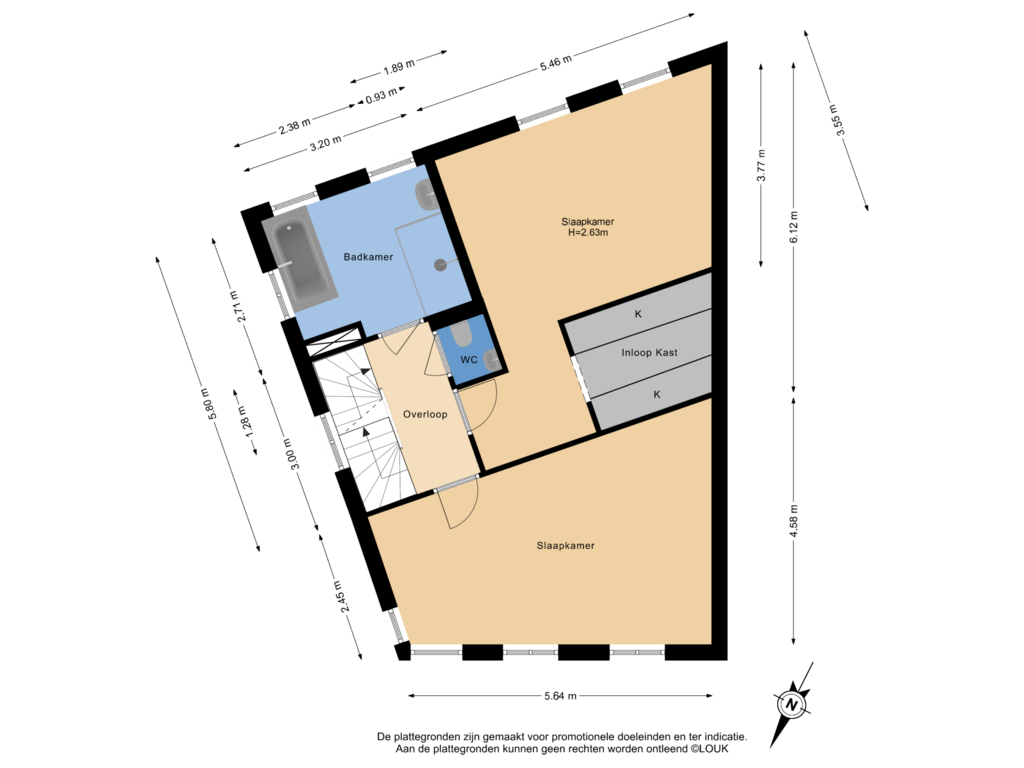 View floorplan of 1e Verdieping of Zaagmolenstraat 59