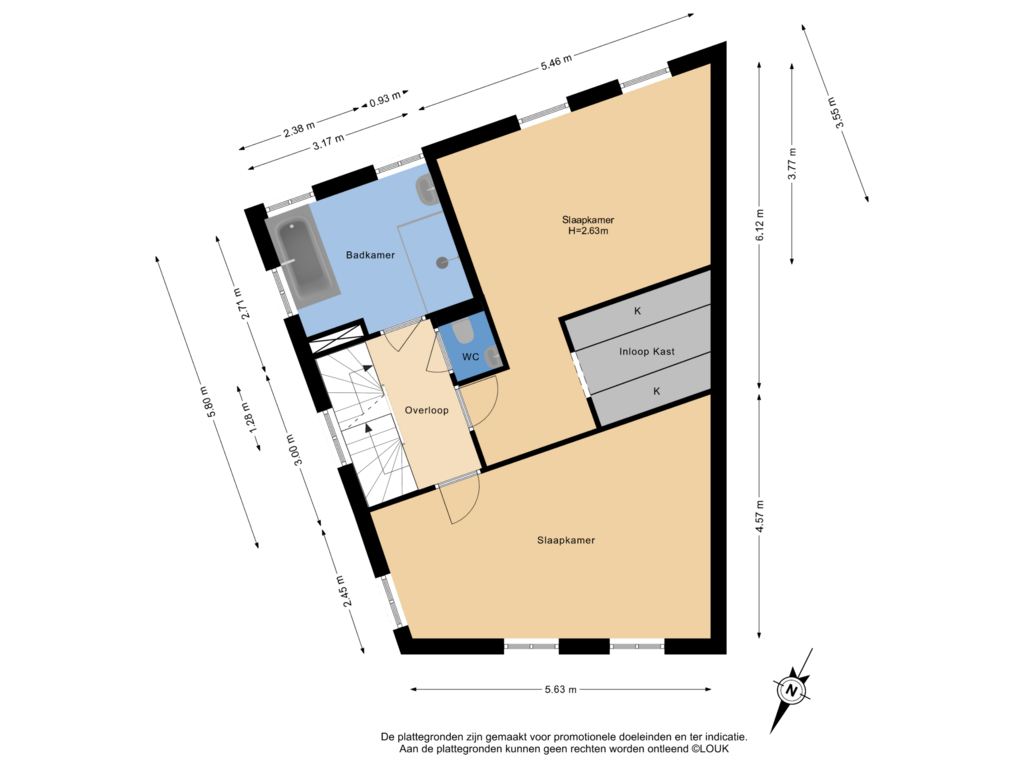 View floorplan of 2e Verdieping of Zaagmolenstraat 59