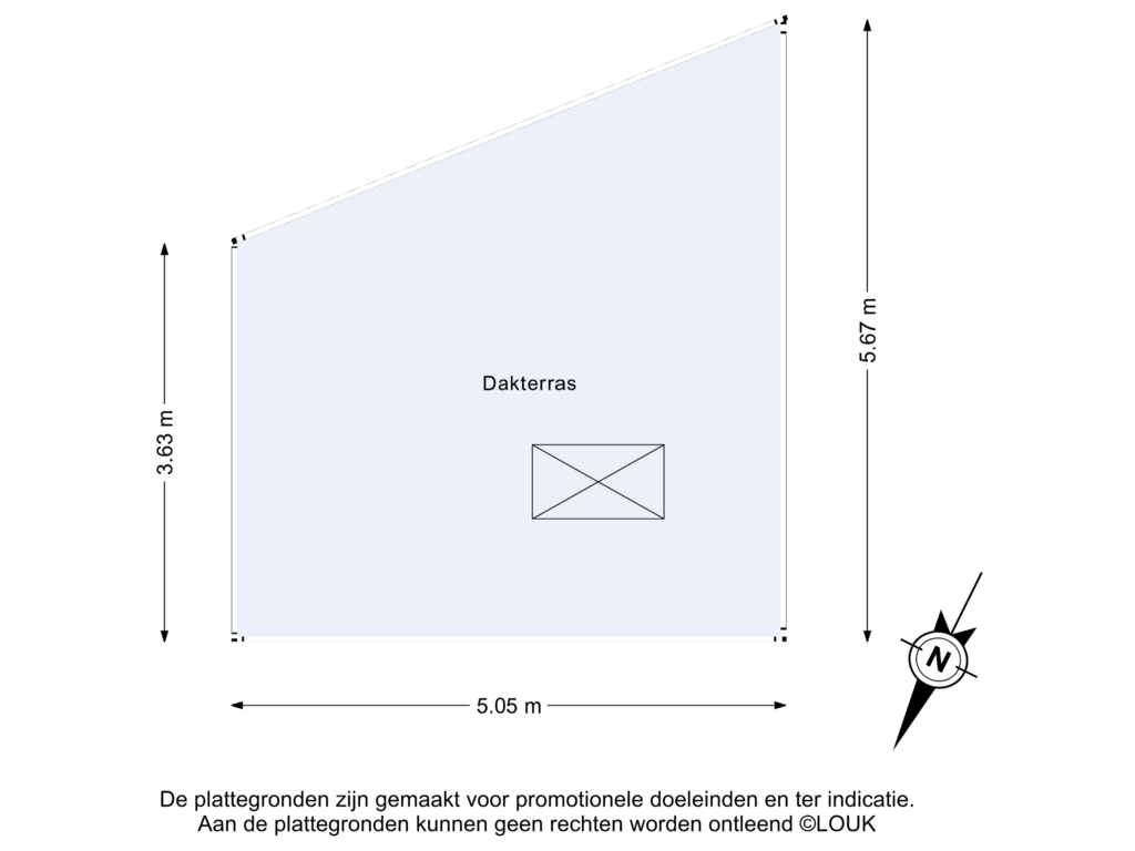 View floorplan of Dakterras of Zaagmolenstraat 59