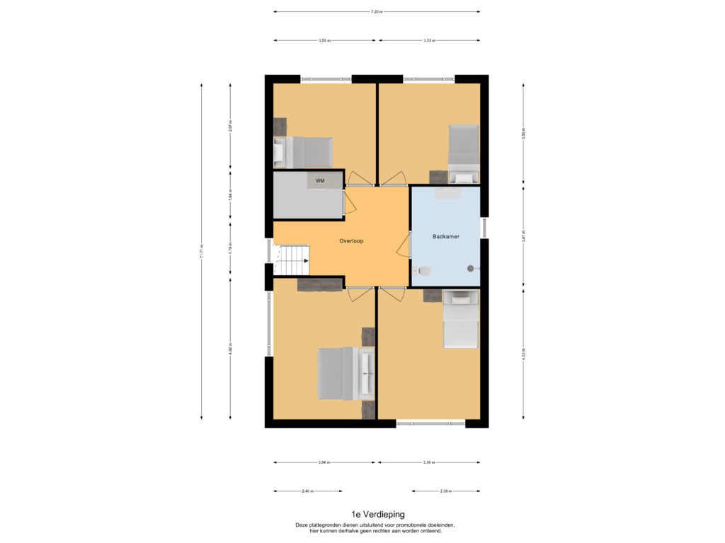 Bekijk plattegrond van 1e Verdieping van Ereprijs 6