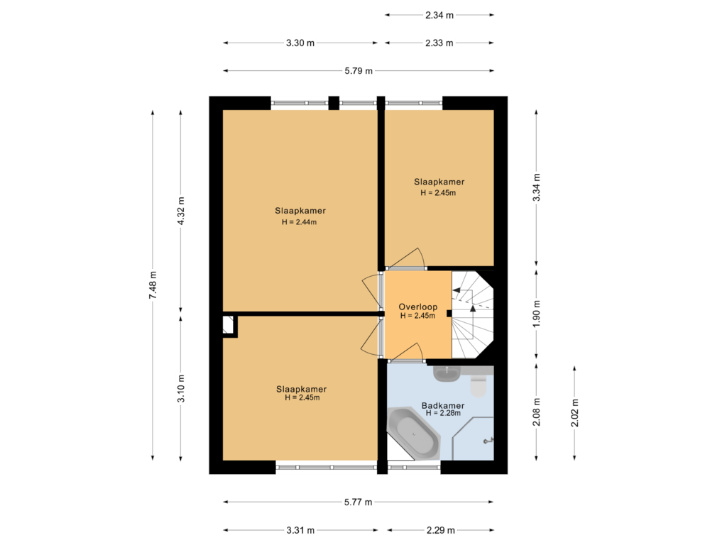 View floorplan of 1e verdieping of Kamilleveld 3