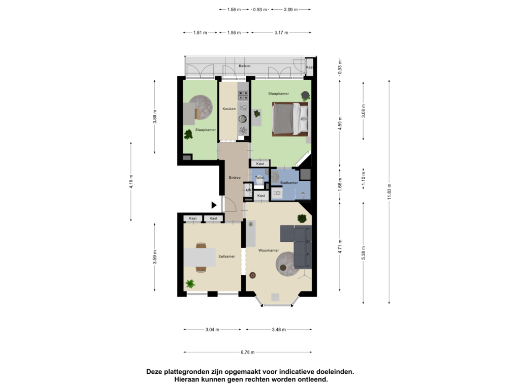 Bekijk plattegrond van Appartement van Wodanstraat 12-2