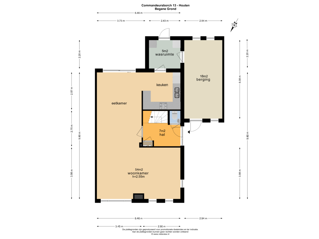 Bekijk plattegrond van BEGANE GROND van Commandeursborch 13