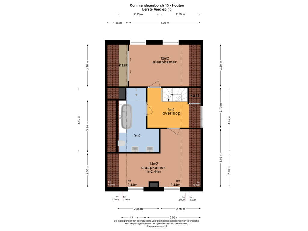 Bekijk plattegrond van EERSTE VERDIEPING van Commandeursborch 13