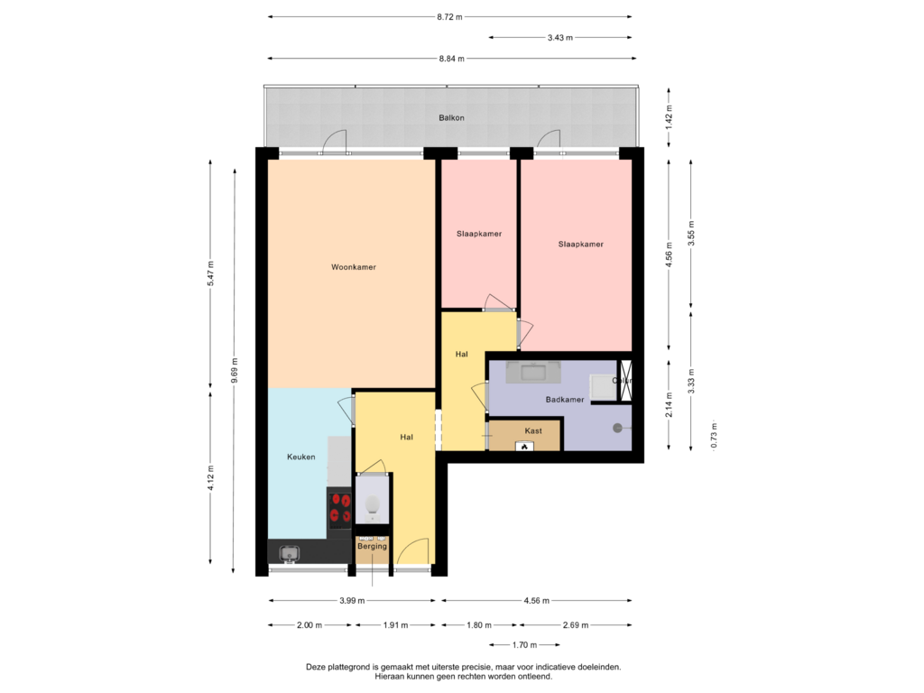 View floorplan of Appartement of Tjaarda 72