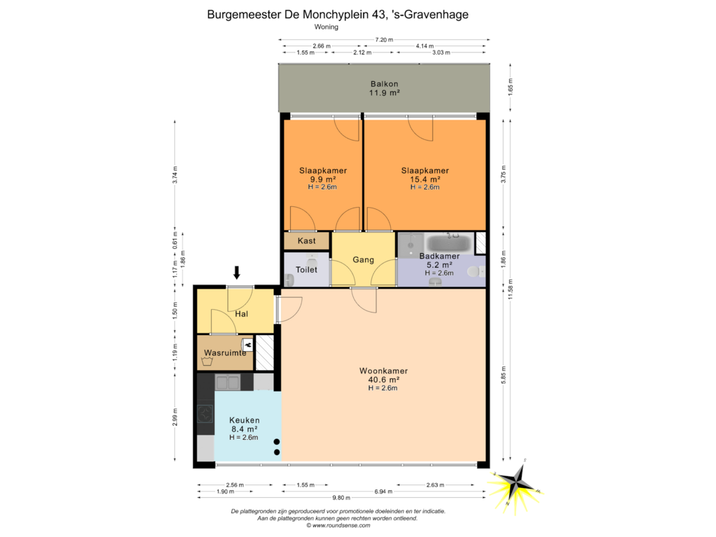 View floorplan of Woning of Burgemeester De Monchyplein 43